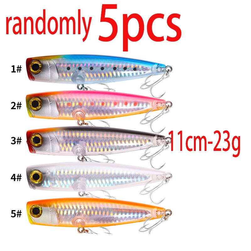 Iscas de Pesca Popper Topwater 11cm 23g 13cm 43g Pesca Boia Artificial Pesca de Baixo, Lúcio, Carpa, Wobbler, Artigos de Pesca