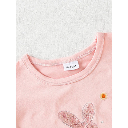 Clothes Set for 0-3Years Baby Girl Cute Cartoon Pattern Bow Short Sleeve Top + Denim Shorts Summer Costume for Toddler Girl