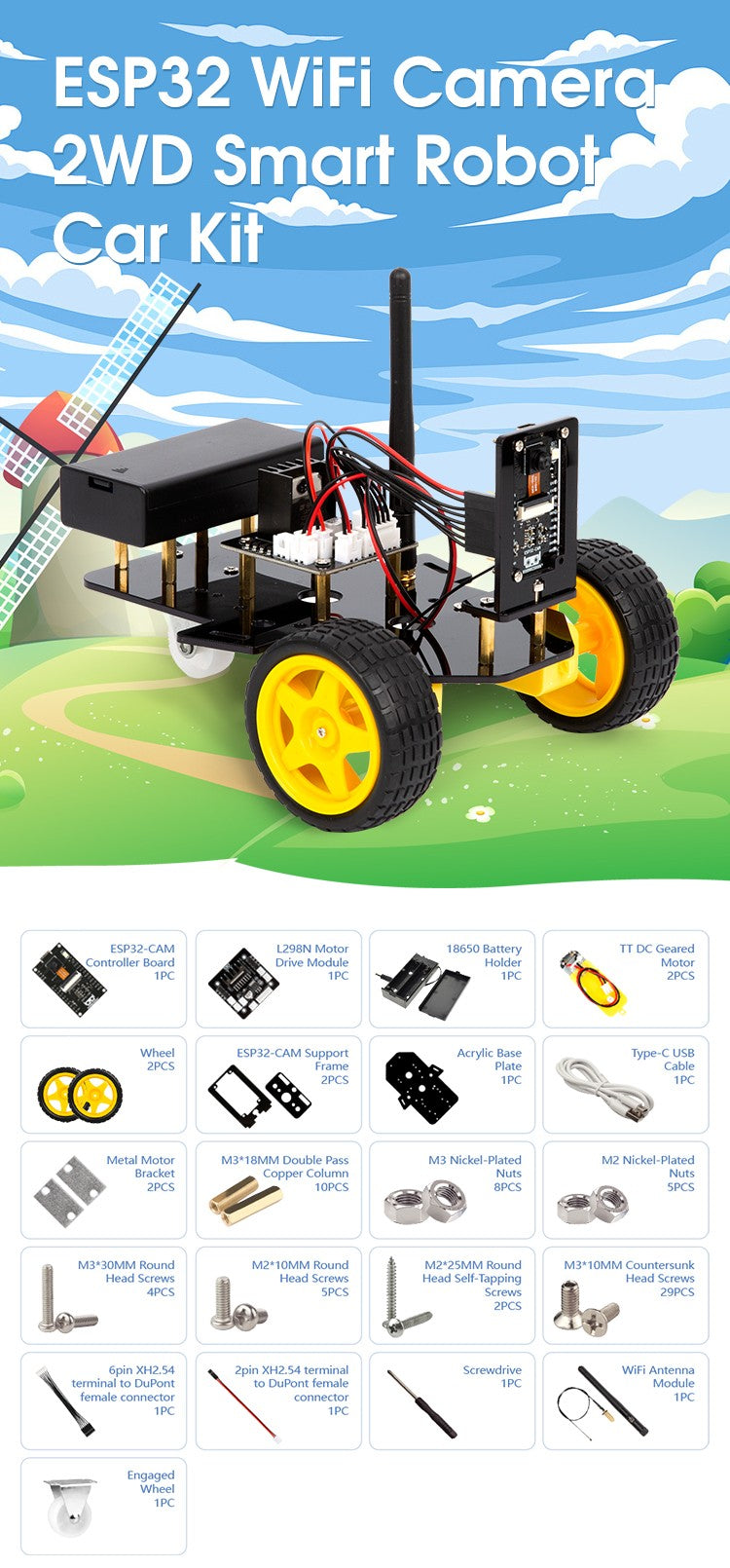 ESP32 Smart Robot Car Kit Carro de Controle Remoto para Projeto de Programação Arduino Kit de Codificação Científica de Educação STEM