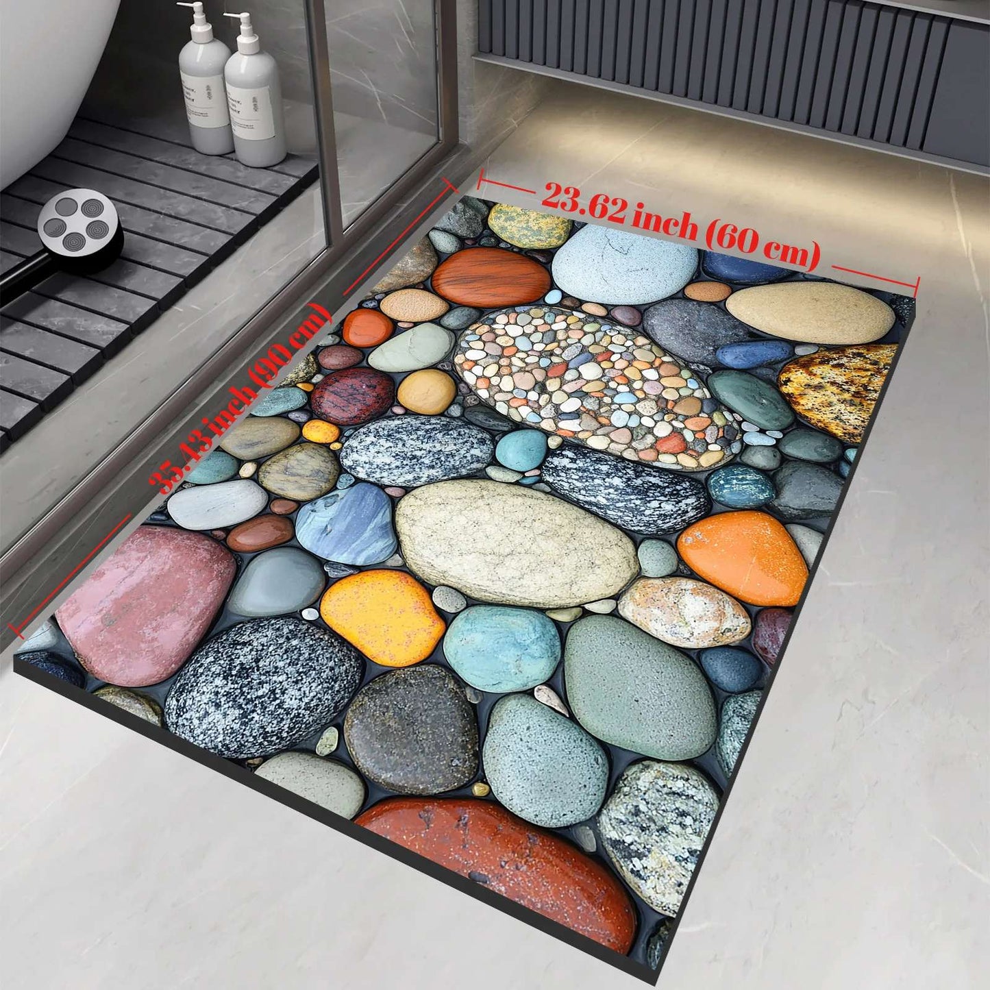 Stone Design Diatomite Bath Mat Bathroom Non-slip Shower Foot Mats Absorbent Quick Dry Toilet Rugs Carpet Doormat Washable