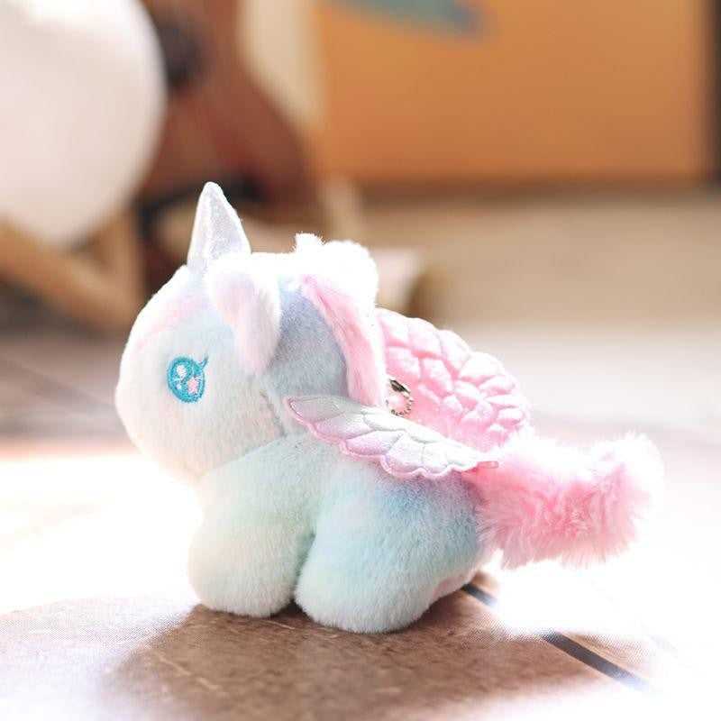 C 1pc new Lovely Gradient Pony Plush Keychain Cartoon Colorful Dreamy Pony Doll Student Backpack Pendant Key Holder Gifts
