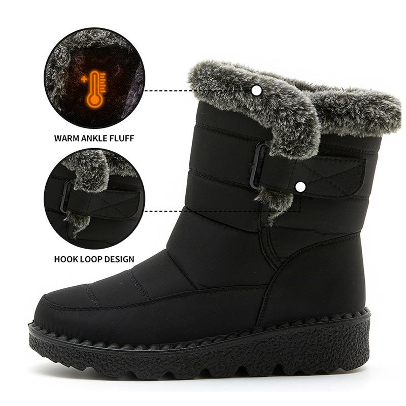 Women's Boots 2025 Trend Snow Boots With Fur Winter Shoes Woman Low Heels Footwear Winter Boots Women Combat Middle Botas Mujer