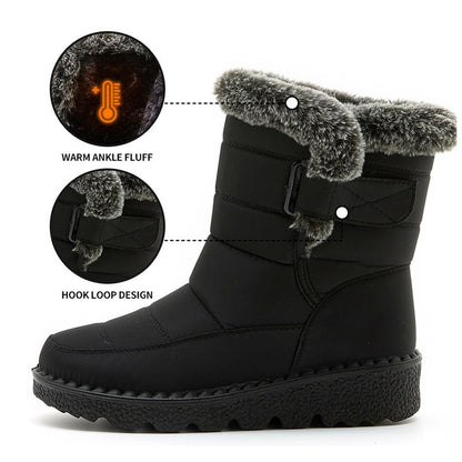 Women's Boots 2025 Trend Snow Boots With Fur Winter Shoes Woman Low Heels Footwear Winter Boots Women Combat Middle Botas Mujer