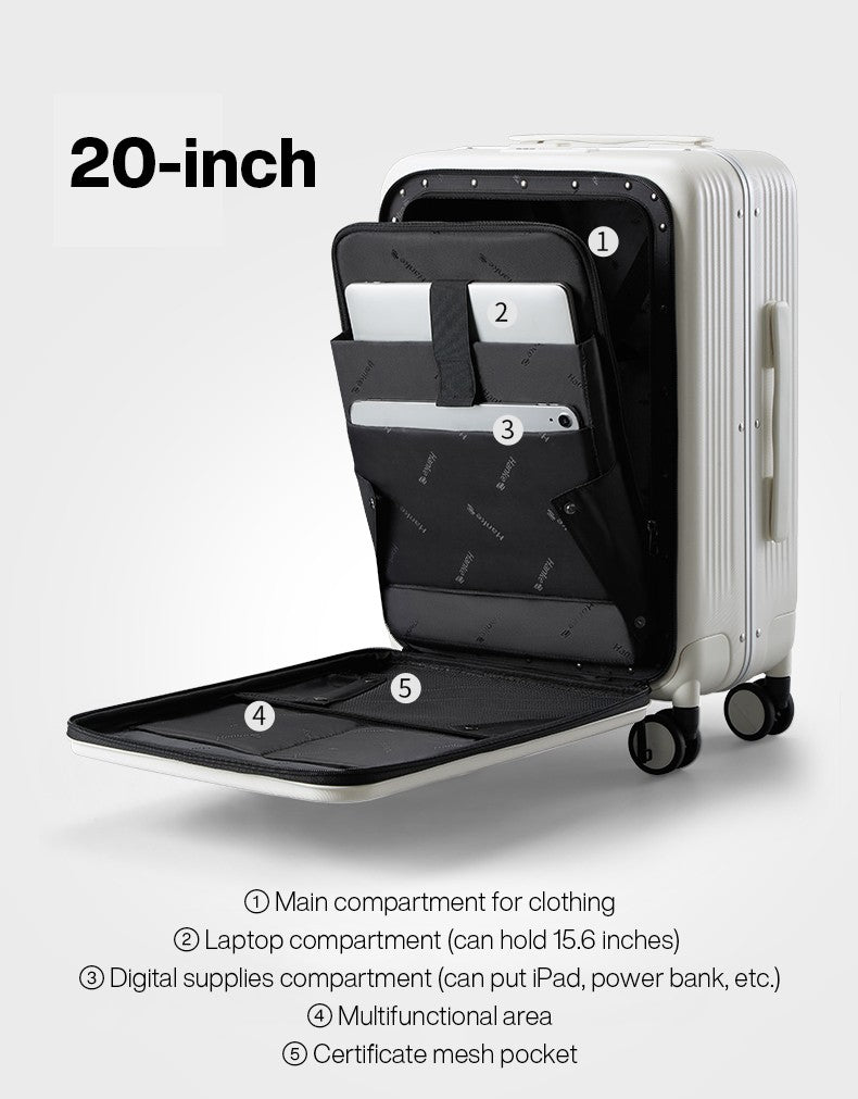 Hanke New Design Luggage Business Travel Suitcase Carry On Boarding Cabin Trolley Case PC Material Rolling Spinner Wheels