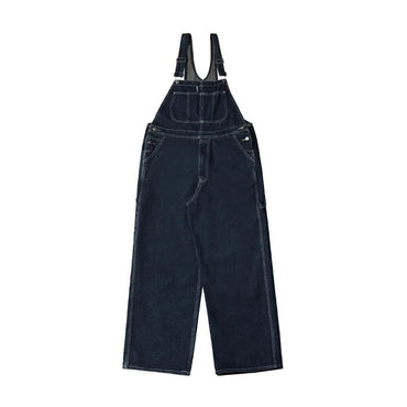 Retro Japanese Style Overalls Casual Straight Leg Workwear Jeans American Streetwear Couples Denim Overalls Loose Fit Men's Jean