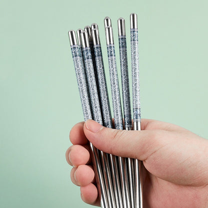 Conjunto de Hashis de Aço Inoxidável para Casa Hashis Reutilizáveis para Adultos Hashis Antiderrapantes Utensílios de Cozinha