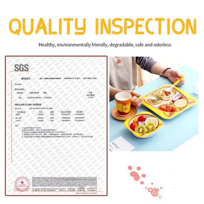Baby Natural Bamboo Fiber Tableware Bowl Baby Feeding Plate Children Cute Cartoon Bowl Set