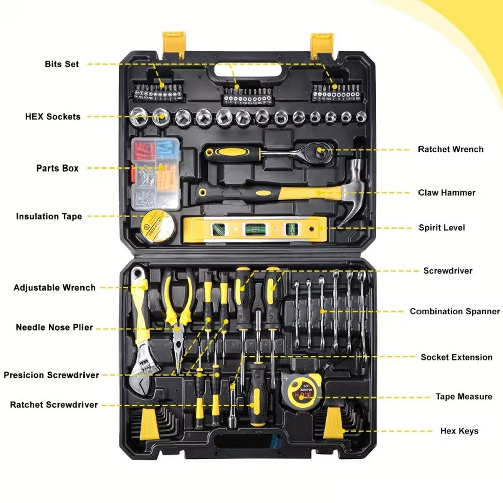 Kit de Ferramentas com 108 Peças Jogo de Ferramentas para Casa Kits de Ferramentas Domésticas DIY para Reparos e Manutenção em Casa