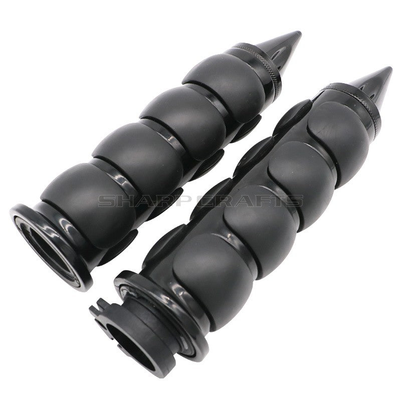 1" 25mm & 7/8'' 22mm Billet Rubber Flame Spike Hand Grips For Harley Honda Kawasaki Suzuki Yamaha  Bikes Cruiser Chopper Custom