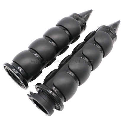 1" 25mm & 7/8'' 22mm Billet Rubber Flame Spike Hand Grips For Harley Honda Kawasaki Suzuki Yamaha  Bikes Cruiser Chopper Custom