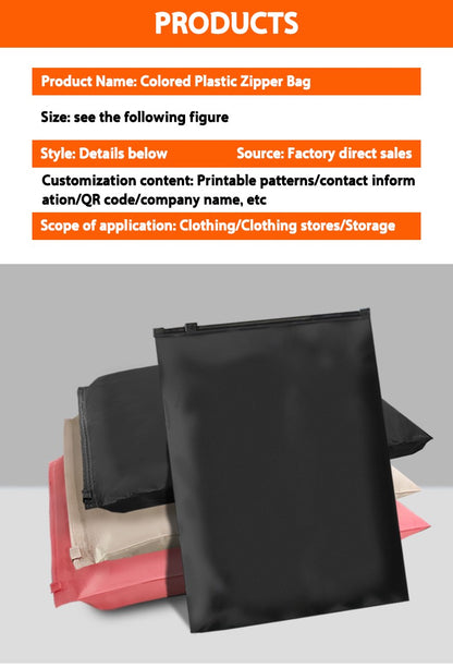 50pcs Customized Color Frosted Zipper Bags Home Travel Storage Bags Clothing Underwear Business Product Packaging Custom Logo