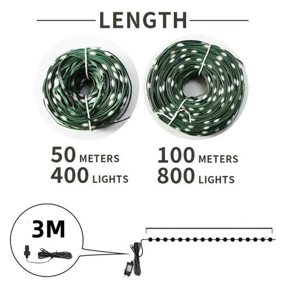 500/1000LEDs Fairy String Lights With Remote Control 50M 100M Christmas Garland Outdoor IP44 Waterproof For Tree Street Wedding