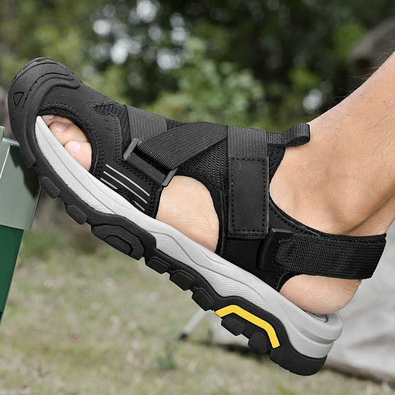 Non-Slip Sunnmer Fashion Flats Men's Breathable Sandals Lightweight Outdoor Sport Sandals Anti-collision Toe Male Beach Shoes