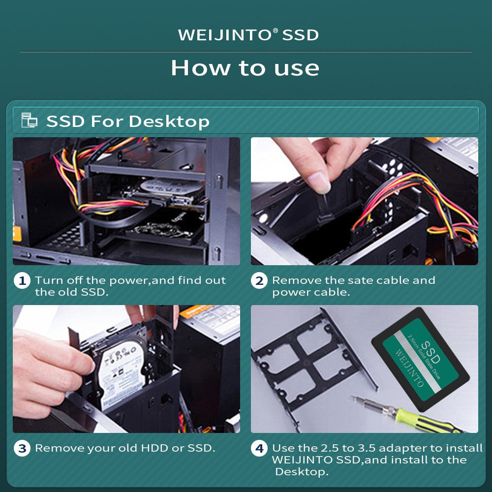 WEIJINTO SSD SATAIII 128 GB 256 GB 512 GB 480 GB 360 GB 2,5 polegadas 500 GB 720 GB 960 GB 1 TB Unidade de estado sólido interna para desktop e laptop