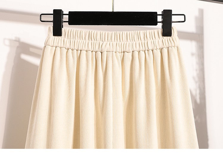 2025 Plus Size Pleated Skirts Solid Versatile Medium Length Skirt A-Line Maxi Gown Cover Autumn Winter New Half-length Skirt