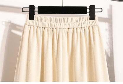 2025 Plus Size Pleated Skirts Solid Versatile Medium Length Skirt A-Line Maxi Gown Cover Autumn Winter New Half-length Skirt