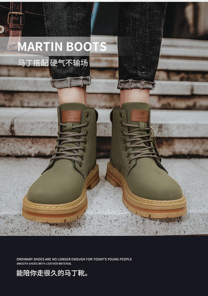 Botas Masculinas Grandes 48 Botas de Motocicleta Cano Curto Masculinas Impermeáveis para Caminhada Chelsea de Inverno Botas Retrô Confortáveis Botas Masculinas