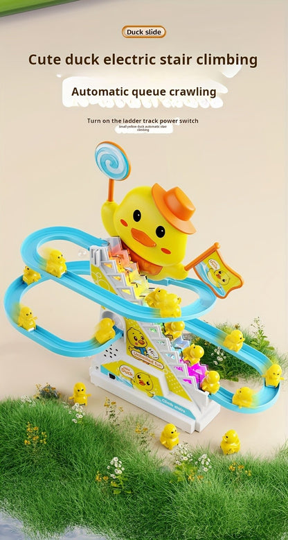 Brinquedos Musicais de Pato Subindo Escadas com Luzes e Música para Crianças Presentes de Aniversário Patinhos Brinquedos para Meninas