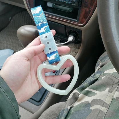 Alça de Mão para Ônibus JDM Trem 1 peça Tsurikawa Ring Coração Estilo Drift Charm Strap Drift Acessórios Automotivos Decoração de Alça de Carro