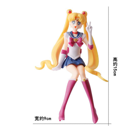 Boneco Sailor Moon Anime Desenho Animado Júpiter Makoto Vênus Minako Tsukino Coelho Boneca Brinquedo Pequena Princesa Decoração de Bolo Enfeites