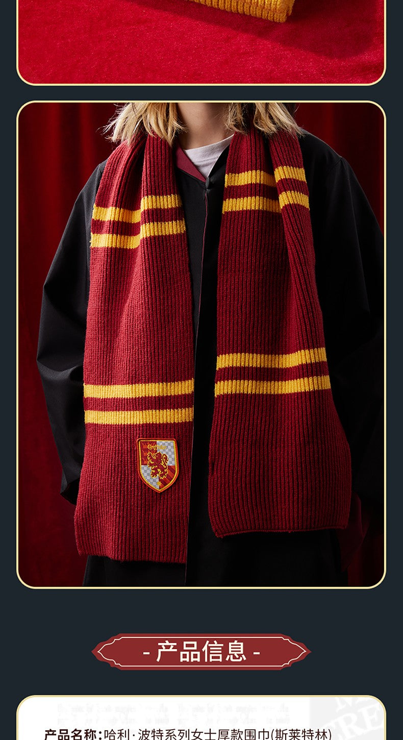 MINISO Cachecol de Malha Listrado Universitário Série Harry Potter Kawaii Feminino Anime Girly Coração Fofo Engrossado Outono Inverno Quente