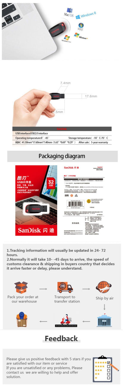 Sandisk Pendrive 128gb 64gb 32gb 16gb Mini Pen Drive USB 32 64 128 16 GB Pen Drive 2.0 USB Stick Disk on Key Memória Para Celular