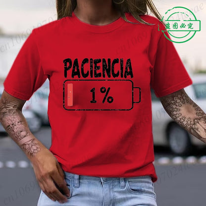 Vibrant Spanish Letter Print T-Shirts Short Sleeve Womens Casual Sports T-Shirts Summer Short Sleeved Harajuku Streetwear Tops