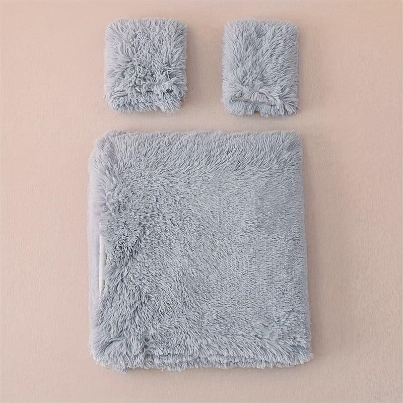 3PC Solid Plush Duvet Cover Comfortable Bedding 1 Duvet cover 2 Pillowcases Soft And Skin Friendly No Filling Four Seasons