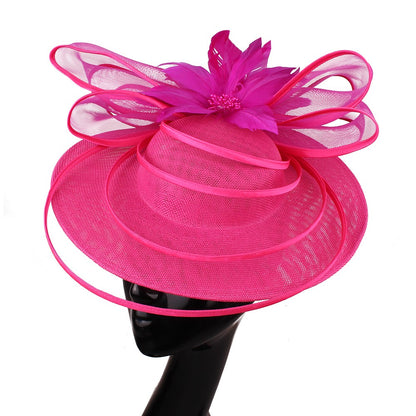 Chapéus Fascinators Femininos Multimodais com Laço de Flor Imitação Chapéu Noiva Derby Pillbox Casamento Acessórios de Cabelo