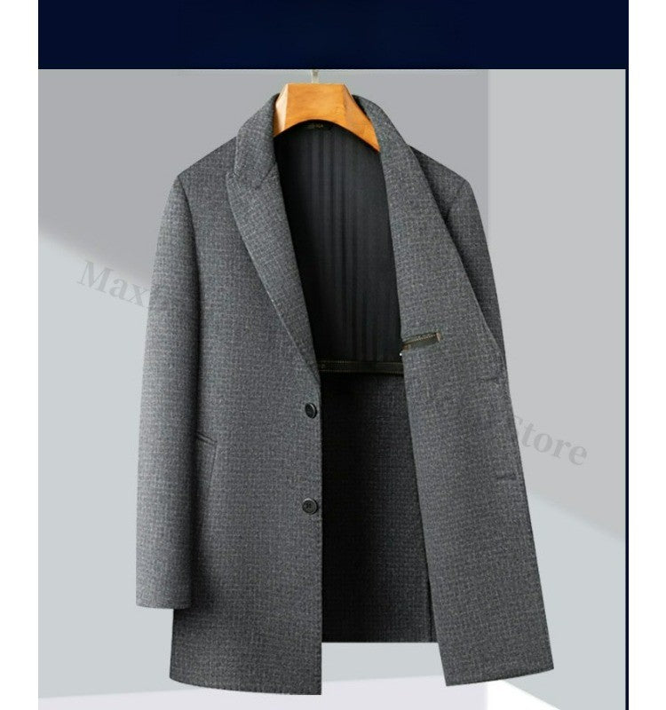Double Faced Wool Overcoat Man 2025 Winter New Classic Business Casual Notch Lapel TrenchCoat Premium Medium Long Styles? Coat