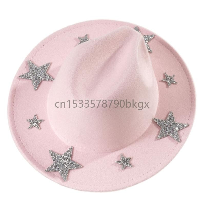 Elegant Western Hat Shimmering Rhinestones Star Sunproof Hat For Women Men Wear J78E