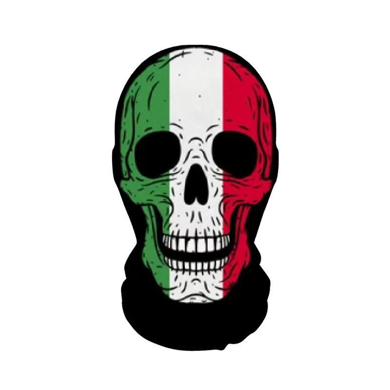 Halloween Skeleton Mask Elastic Mesh Hood Scary Party Cosplay Prop Breathable Face Cover Hood