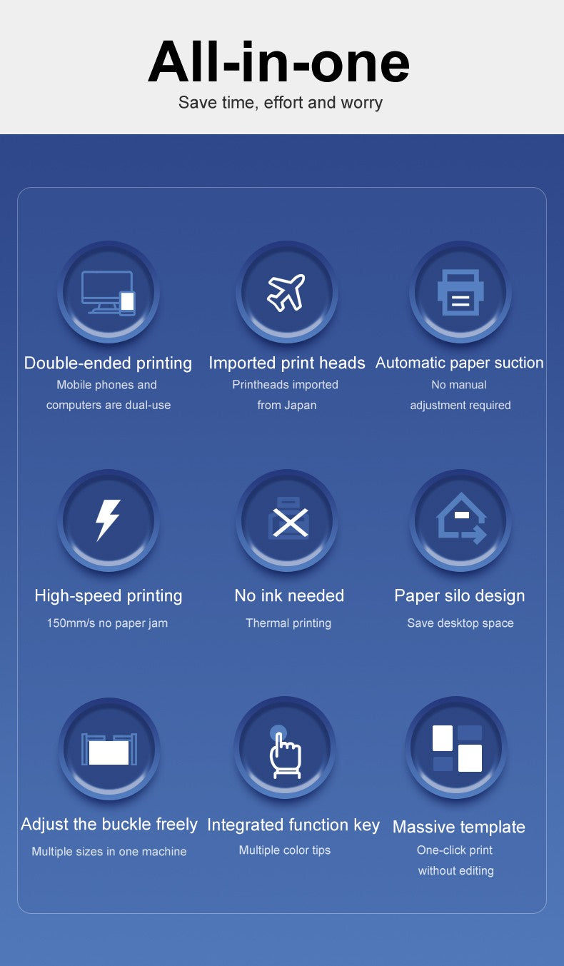 Portable Thermal Label Printer D100 Bluetooth Inkless Printer Compatible With iPhone Android Mac Window For Office School