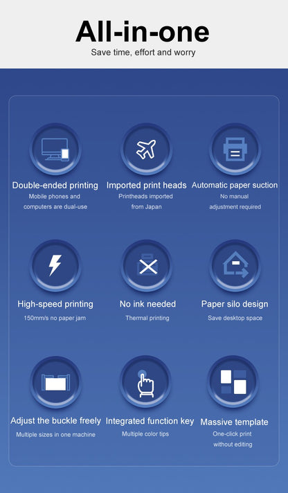 Portable Thermal Label Printer D100 Bluetooth Inkless Printer Compatible With iPhone Android Mac Window For Office School