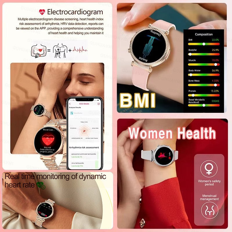 Women Smartwatch 1.32inch AMOLED Screen Call ECG Sport Watch Blood Pressure Micro physical examination AI dial Women Smart Watch