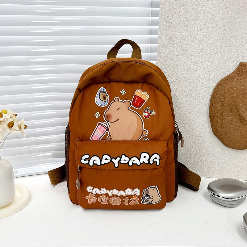 Creative Cute Capybara Backpack Large Capacity Cartoon Animal Lightweight Multi Functional Schoolbag  Kids Boys Girls Rucksack