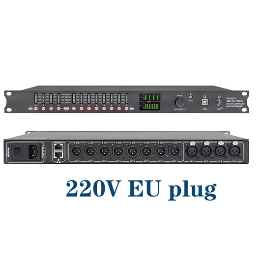DP48X Processador de Áudio Digital Profissional 4 Entradas 8 Saídas Processador Drive Rack com RIR DEQ Sistema de Gerenciamento de Alto-falantes 192KHZ