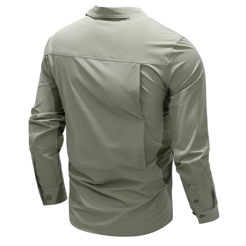 Spring Men Long Sleeve Shirts Mens Tactical Work Outdoor Cargo Shirts Men Summer Casual Breathable Quick Dry Safari Hiking Shirt