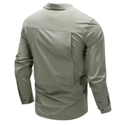 Spring Men Long Sleeve Shirts Mens Tactical Work Outdoor Cargo Shirts Men Summer Casual Breathable Quick Dry Safari Hiking Shirt