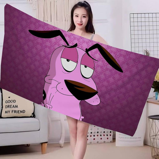 Cartoon C-Courage C-Cowardly Dog Bath Towel Microfiber Soft Absorbing Breathable For Girl Kids Decorative Cartoon Beach Towel