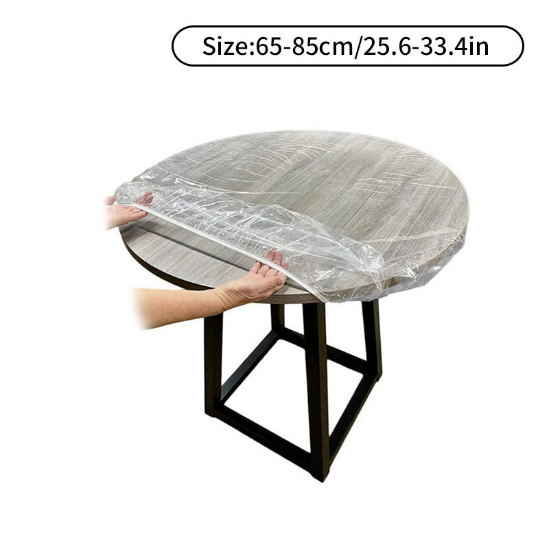 65-180cm Waterproof Round Transparent Elastic Edged Table Cover PVC Simple Convient Kitchen Catering Protector Tablecloth