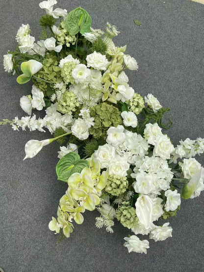 Luxury Artificial Flower Row Wedding Decoration Long Flower Runner Hang Flower Row Floral Backdrop Props Outdoor Party Decor