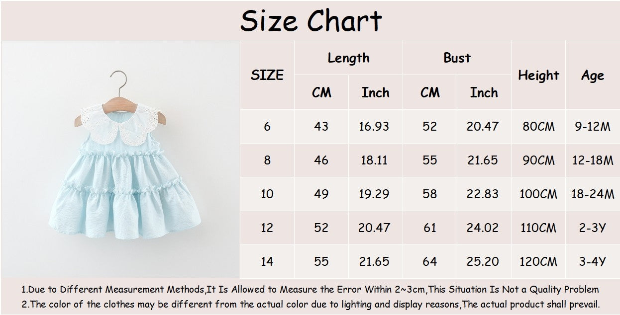 Baby Girl Clothes Summer Cotton Solid Color Lapel Sleeveless Baby Girl Dresses Cute Girls Beach Dresses