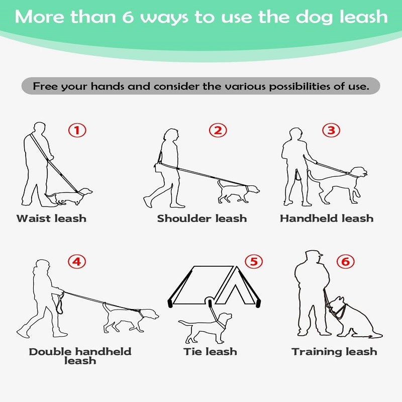 Coleira para Cachorro Mãos Livres para Passear, Correr, Caminhar, Ajustável, com Cinto na Cintura, Alça de Peito, Corda de Tração e Acessórios para Cães