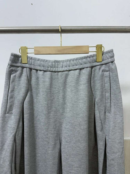 IEFB Pleated Design Men's Casual Pants Solid Color Elastic Waist Wide Leg Sweatpants Silhouette All-match Male Bottom New 9W1052
