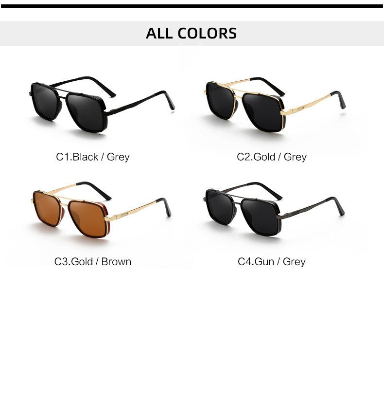 MIZHO Brand Tony Stark Iron Man Sunglasses For Men Driving Fashion COOL High Quality Driving Polarized Sun Glasses UV Protection