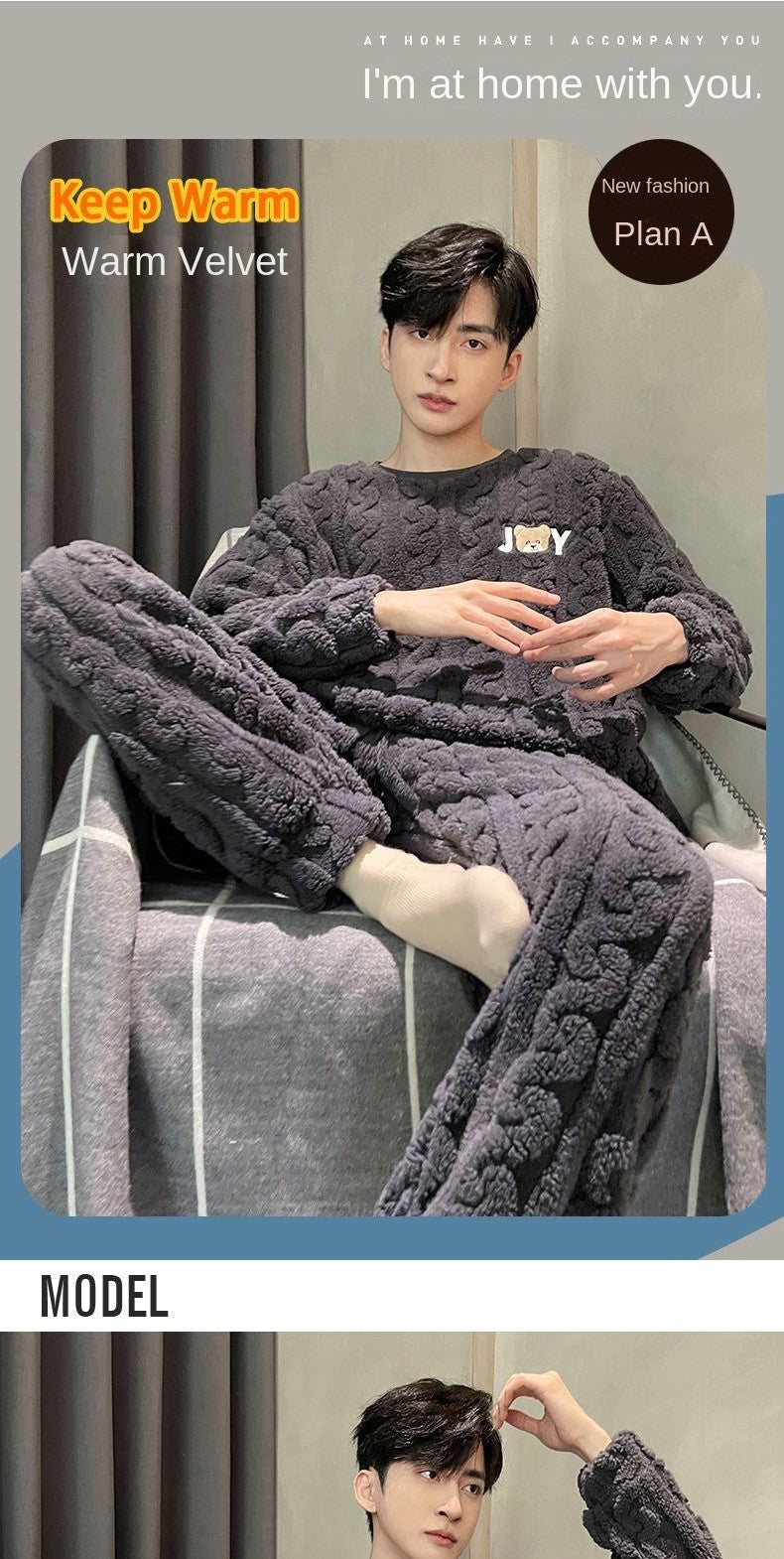 Higher Quality Thickened Warm Plus Size Men’s Pajamas Autumn and Winter Student Nightwear Loungewear Striped Sleepwear Homewear