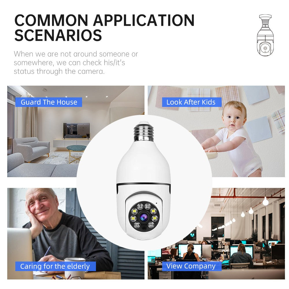 Bulb E27 Surveillance Camera Full Color Night Vision Automatic Human Tracking Zoom Indoor Security Monitor Wifi Miini IP Camera