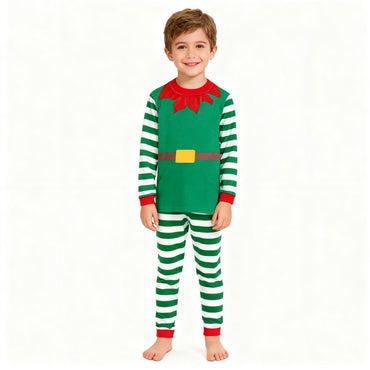 Children's Christmas Long Sleeve Pajama Sets Kids Elf and Santa Claus Sleepwear Boys Pijamas Baby Girls Pjs for Festive Xmas