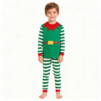 Children's Christmas Long Sleeve Pajama Sets Kids Elf and Santa Claus Sleepwear Boys Pijamas Baby Girls Pjs for Festive Xmas